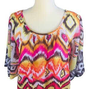DIMRI Women's‎ Multi-Color Boho Top XL 100% Polyester, made in India